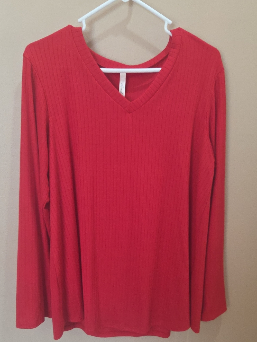 Classic Red V-Neck Long-Sleeve Top